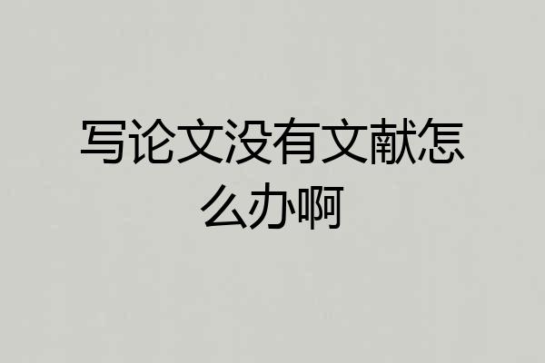 写论文没有文献怎么办啊