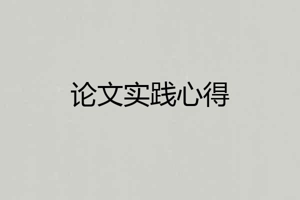 论文实践心得