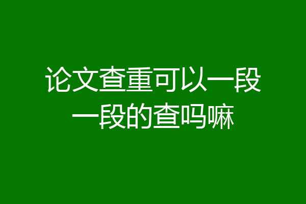 论文查重可以一段一段的查吗嘛