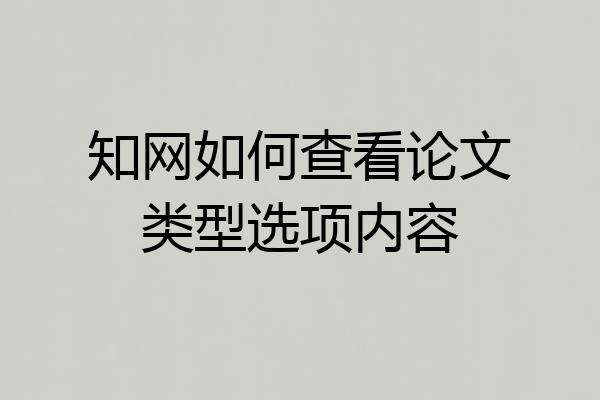 知网如何查看论文类型选项内容