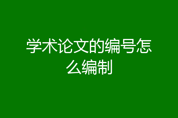 学术论文的编号怎么编制
