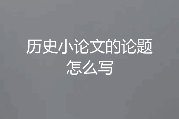 历史小论文的论题怎么写