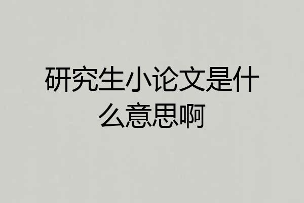 研究生小论文是什么意思啊