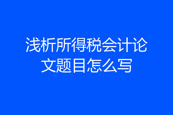 浅析所得税会计论文题目怎么写