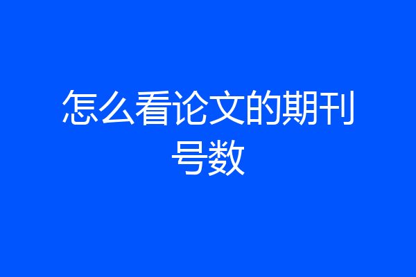 怎么看论文的期刊号数