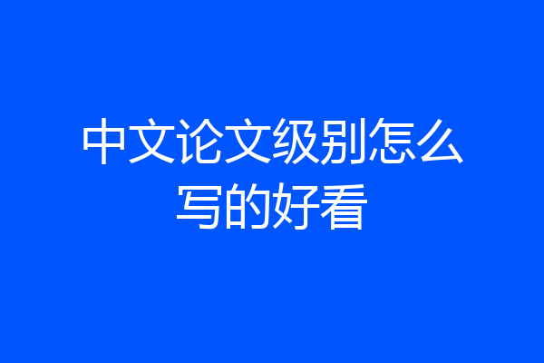 中文论文级别怎么写的好看