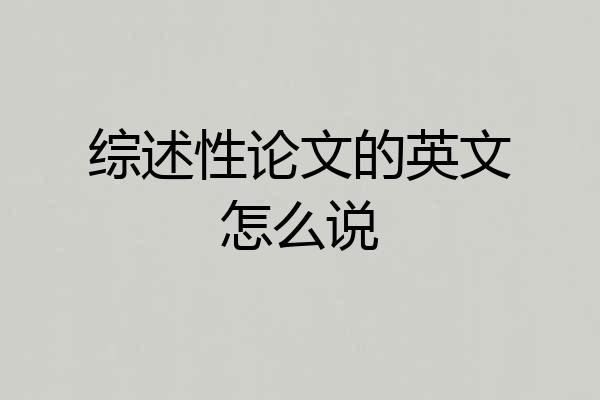 综述性论文的英文怎么说
