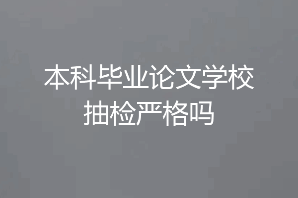 本科毕业论文学校抽检严格吗