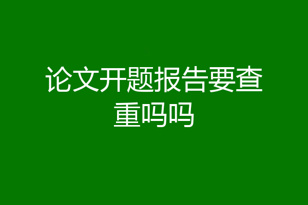 论文开题报告要查重吗吗