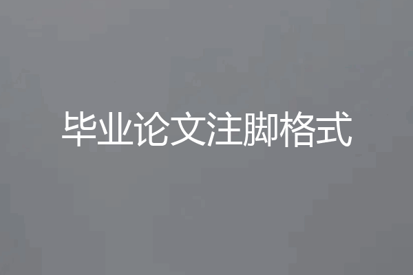 毕业论文注脚格式
