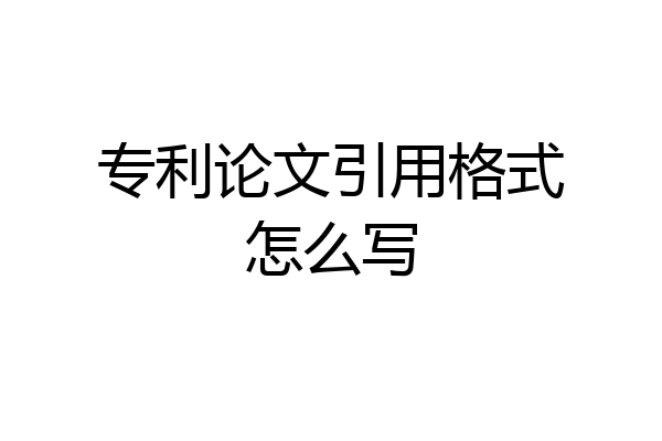 专利论文引用格式怎么写