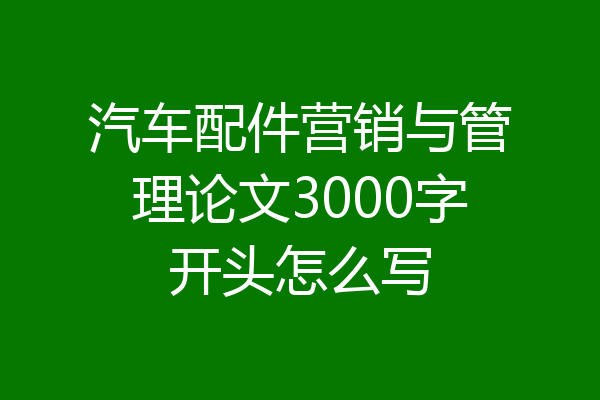 汽车配件营销与管理论文3000字开头怎么写