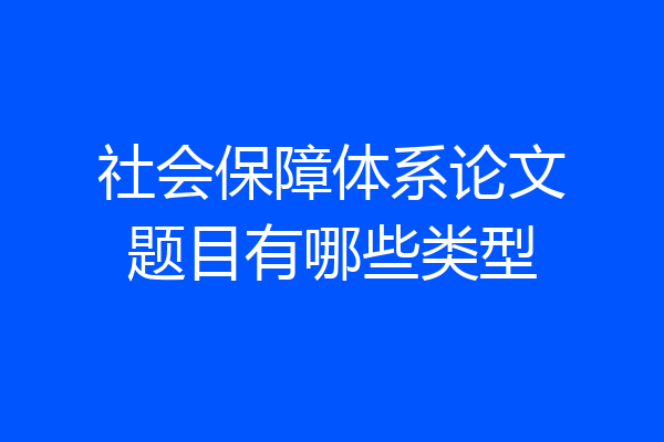 社会保障体系论文题目有哪些类型