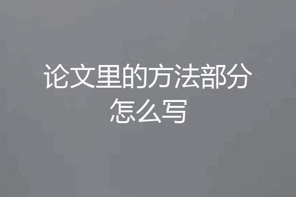 论文里的方法部分怎么写