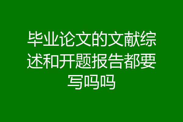 毕业论文的文献综述和开题报告都要写吗吗