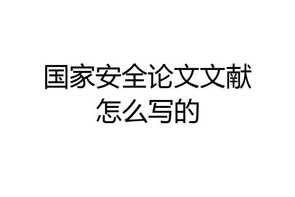 国家安全论文文献怎么写的
