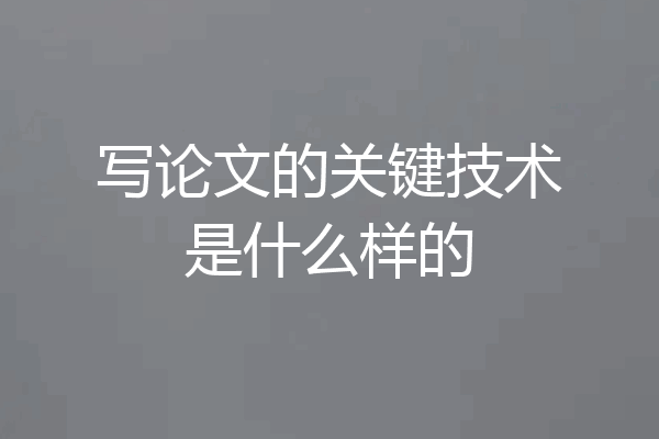 写论文的关键技术是什么样的