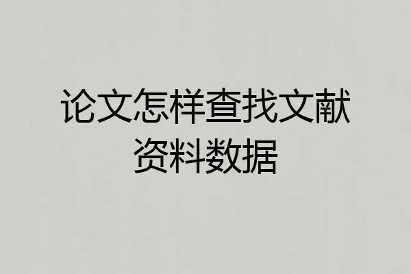 论文怎样查找文献资料数据