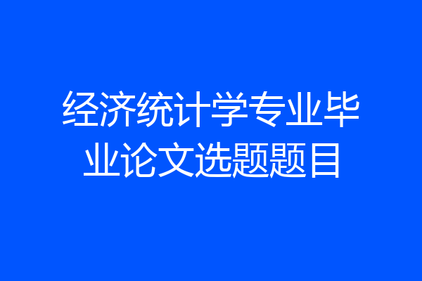 经济统计学专业毕业论文选题题目