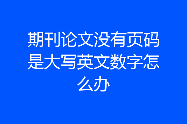 期刊论文没有页码是大写英文数字怎么办