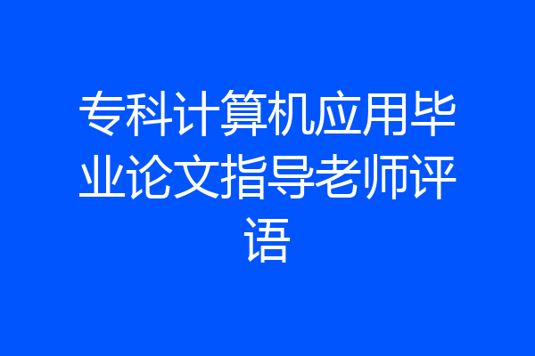 专科计算机应用毕业论文指导老师评语