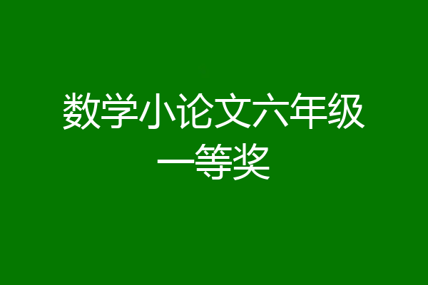 数学小论文六年级一等奖