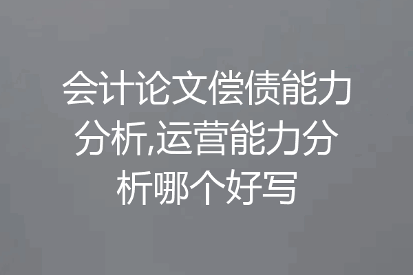 会计论文偿债能力分析,运营能力分析哪个好写
