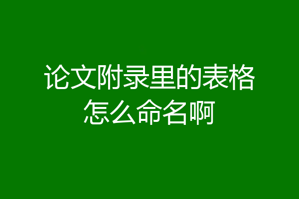 论文附录里的表格怎么命名啊