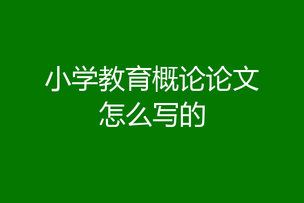 小学教育概论论文怎么写的