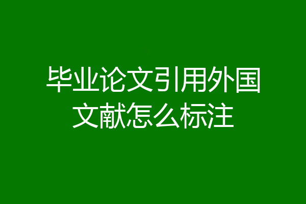 毕业论文引用外国文献怎么标注