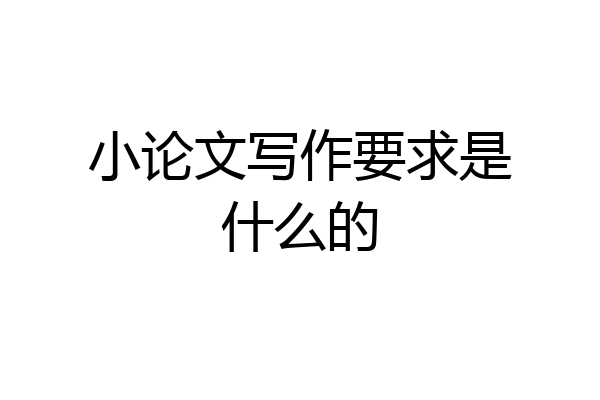 小论文写作要求是什么的