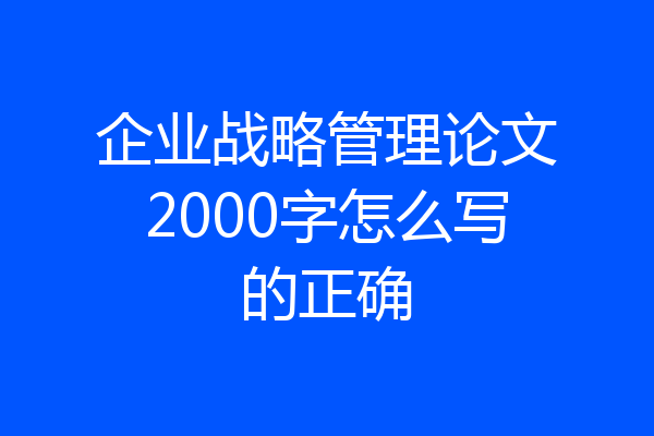 企业战略管理论文2000字怎么写的正确