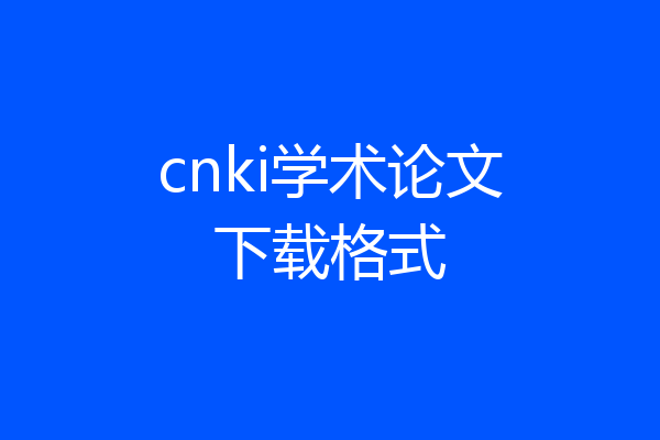 cnki学术论文下载格式