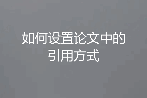 如何设置论文中的引用方式