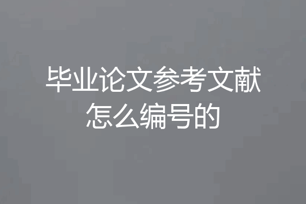 毕业论文参考文献怎么编号的