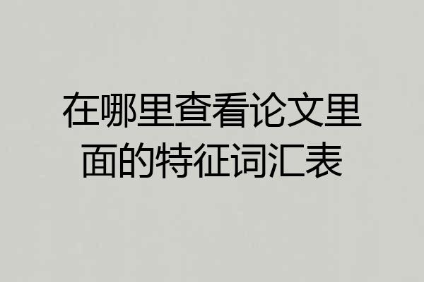 在哪里查看论文里面的特征词汇表