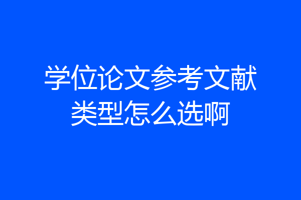 学位论文参考文献类型怎么选啊