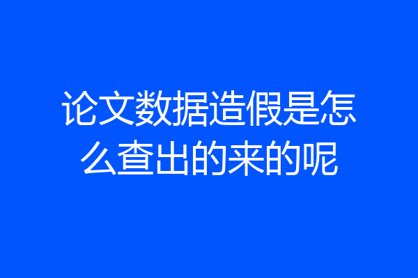 论文数据造假是怎么查出的来的呢