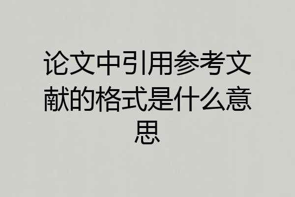论文中引用参考文献的格式是什么意思