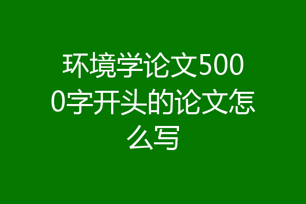 环境学论文5000字开头的论文怎么写