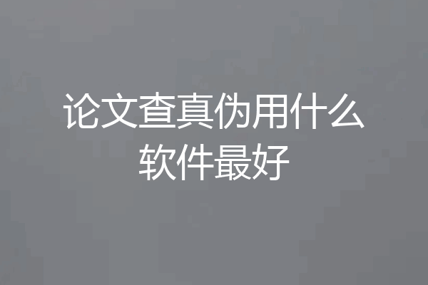 论文查真伪用什么软件最好