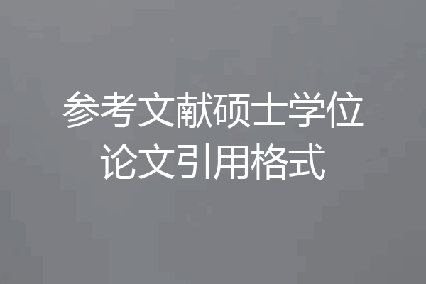 参考文献硕士学位论文引用格式