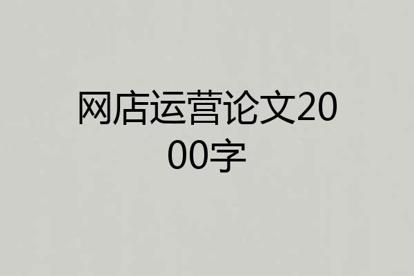网店运营论文2000字