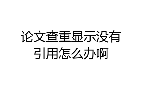 论文查重显示没有引用怎么办啊