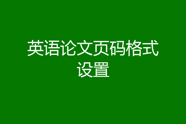英语论文页码格式设置