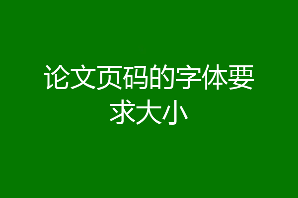 论文页码的字体要求大小