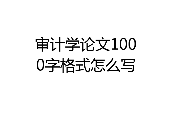 审计学论文1000字格式怎么写