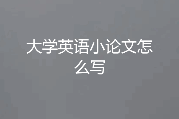 大学英语小论文怎么写