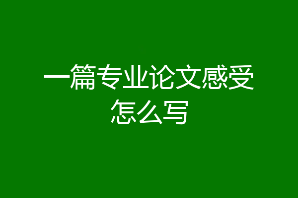 一篇专业论文感受怎么写
