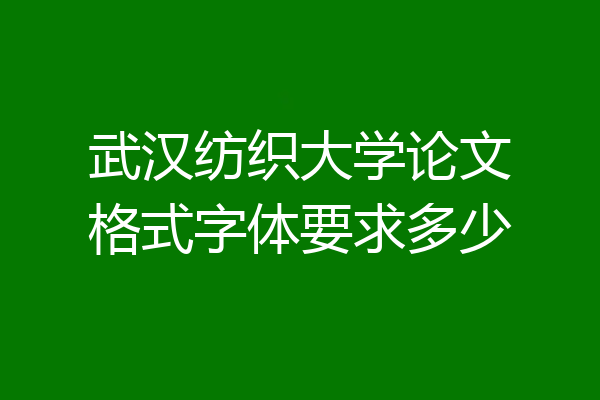 武汉纺织大学论文格式字体要求多少